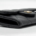 CHANEL CLASSIC FLAP CARD HOLDER CAVIAR BLACK GHW (MICROCHIP)