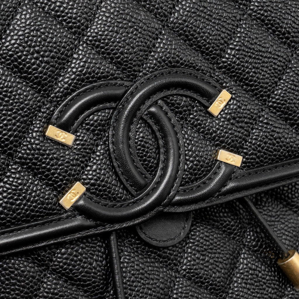 Chanel CC Filigree Backpack Caviar Black GHW