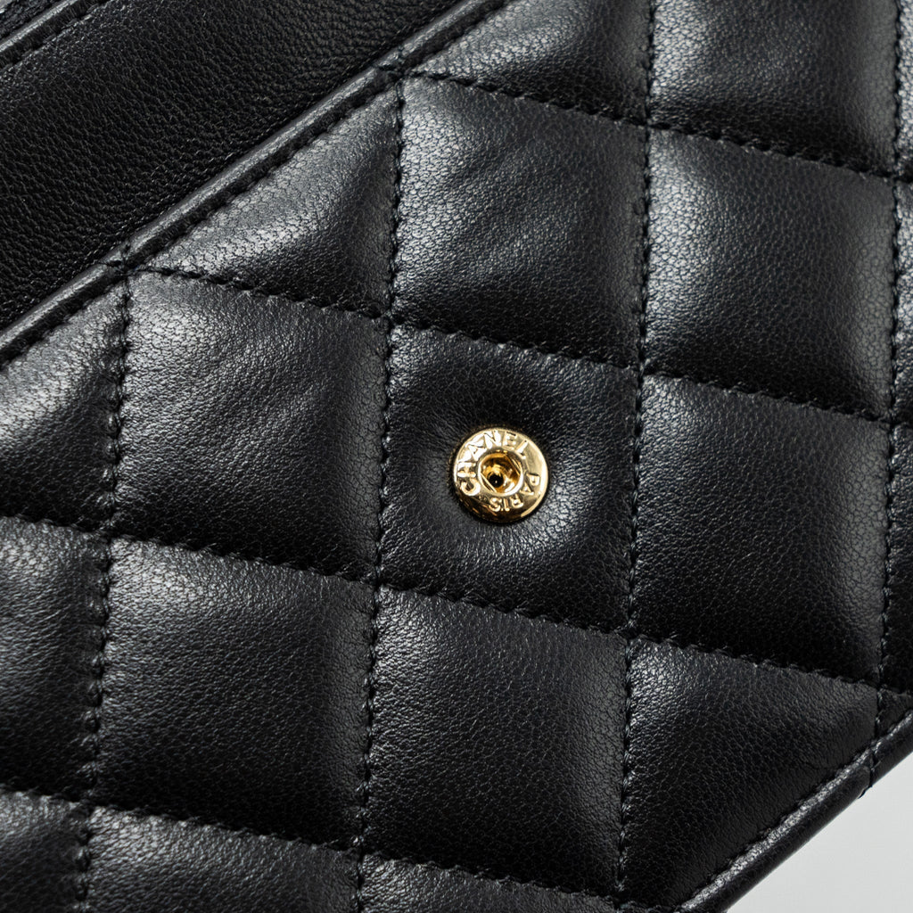CHANEL CLASSIC WALLET ON CHAIN LAMBSKIN BLACK GHW
