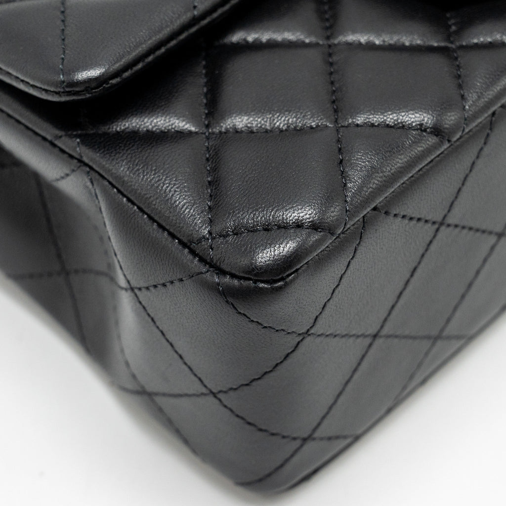 CHANEL MINI RECTANGULAR FLAP BAG LAMBSKIN BLACK LGHW (MICROCHIP)