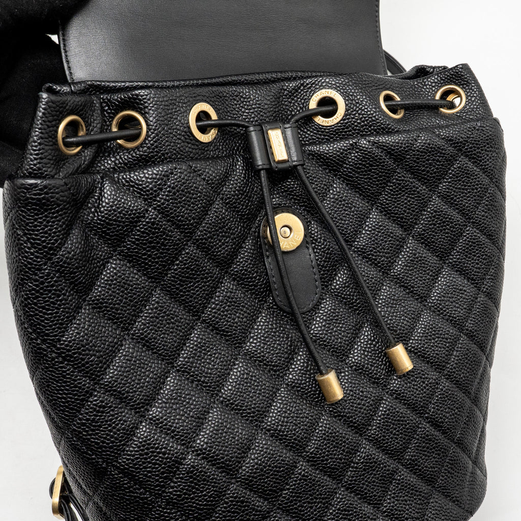 Chanel CC Filigree Backpack Caviar Black GHW