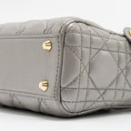 DIOR MINI LADY DIOR LAMBSKIN IRIDESCENT GREY LGHW
