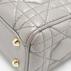DIOR MINI LADY DIOR LAMBSKIN IRIDESCENT GREY LGHW