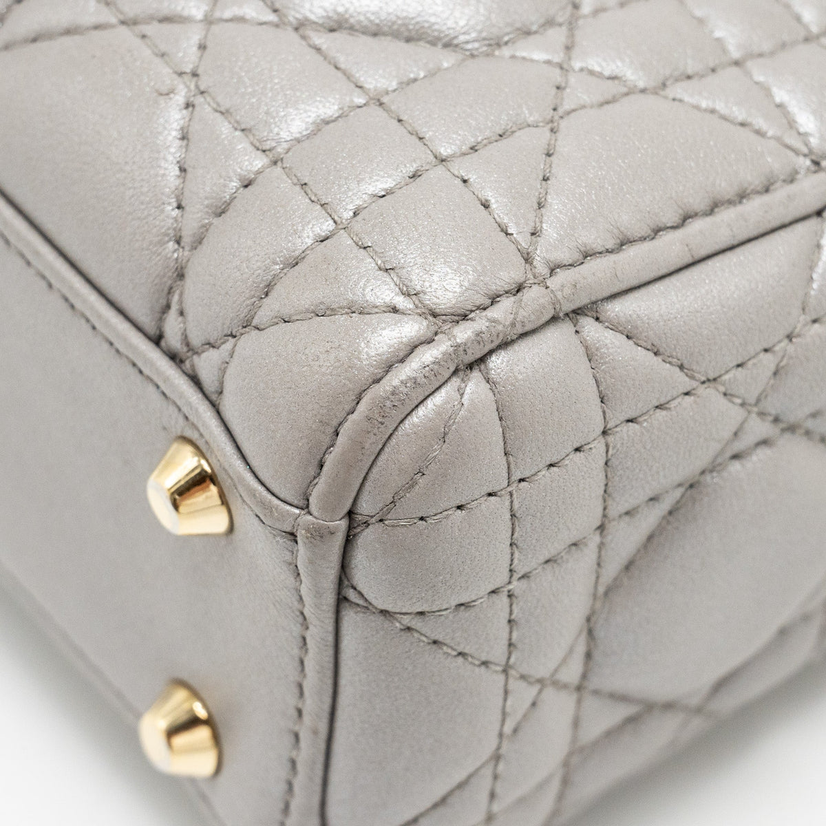 DIOR MINI LADY DIOR LAMBSKIN IRIDESCENT GREY LGHW