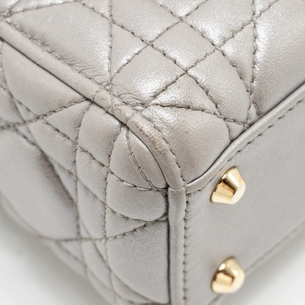 DIOR MINI LADY DIOR LAMBSKIN IRIDESCENT GREY LGHW