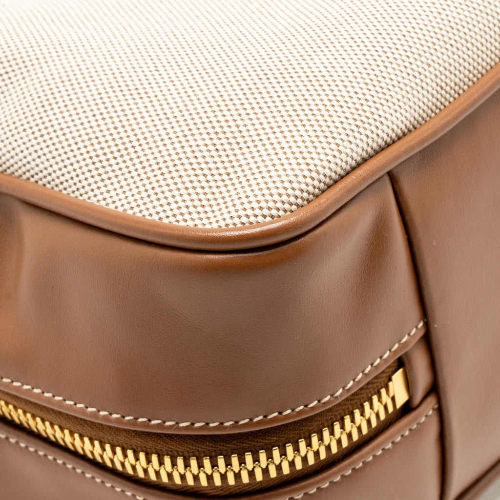 Miu Miu Large Beau Bag Canvas/Leather Beige/Brandy GHW