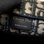 DIOR SMALL BOOK TOTE BLUE/ECRU DIOR OBLIQUE EMBROIDRY