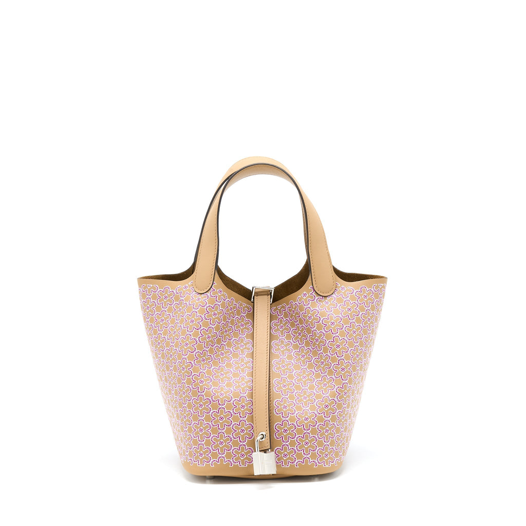 HERMES PICOTIN 18 LUCKY DAISY SWIFT CHAI/ROSE/BLANC SHW
