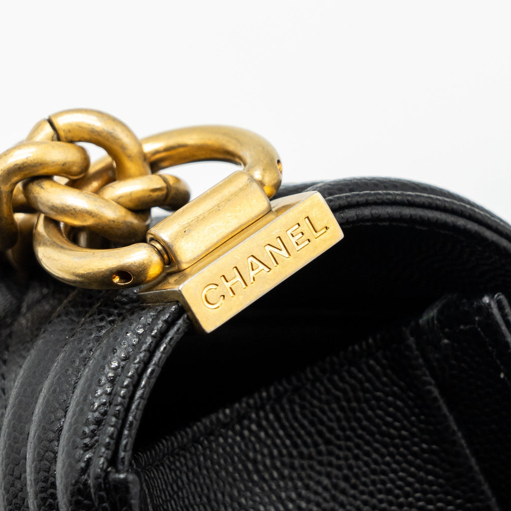 CHANEL SMALL BOY BAG CAVIAR BLACK GHW