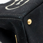 Prada Small Canapa Tote Bag Canvas Black/White GHW