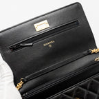 CHANEL 2.55 REISSUE WALLET ON CHAIN LAMBSKIN BLACK GHW (MICROCHIP)