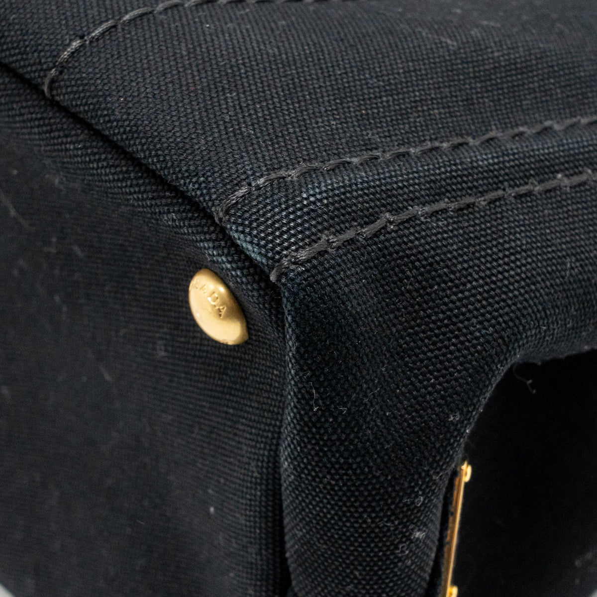 Prada Small Canapa Tote Bag Canvas Black/White GHW