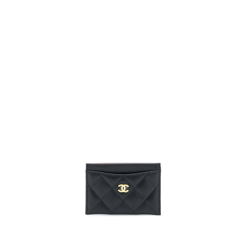 CHANEL CLASS QUILTED CARD HOLDER CAVIAR BLACK GHW