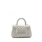 CHANEL SMALL COCO HANDLE 24CM CAVIAR METALLIC SILVER GHW