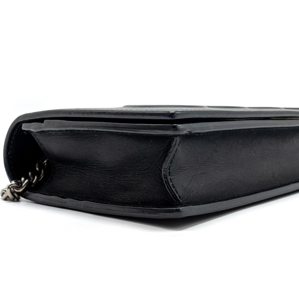 GUCCI FLAP WALLET ON CHAIN CALFSKIN BLACK SHW