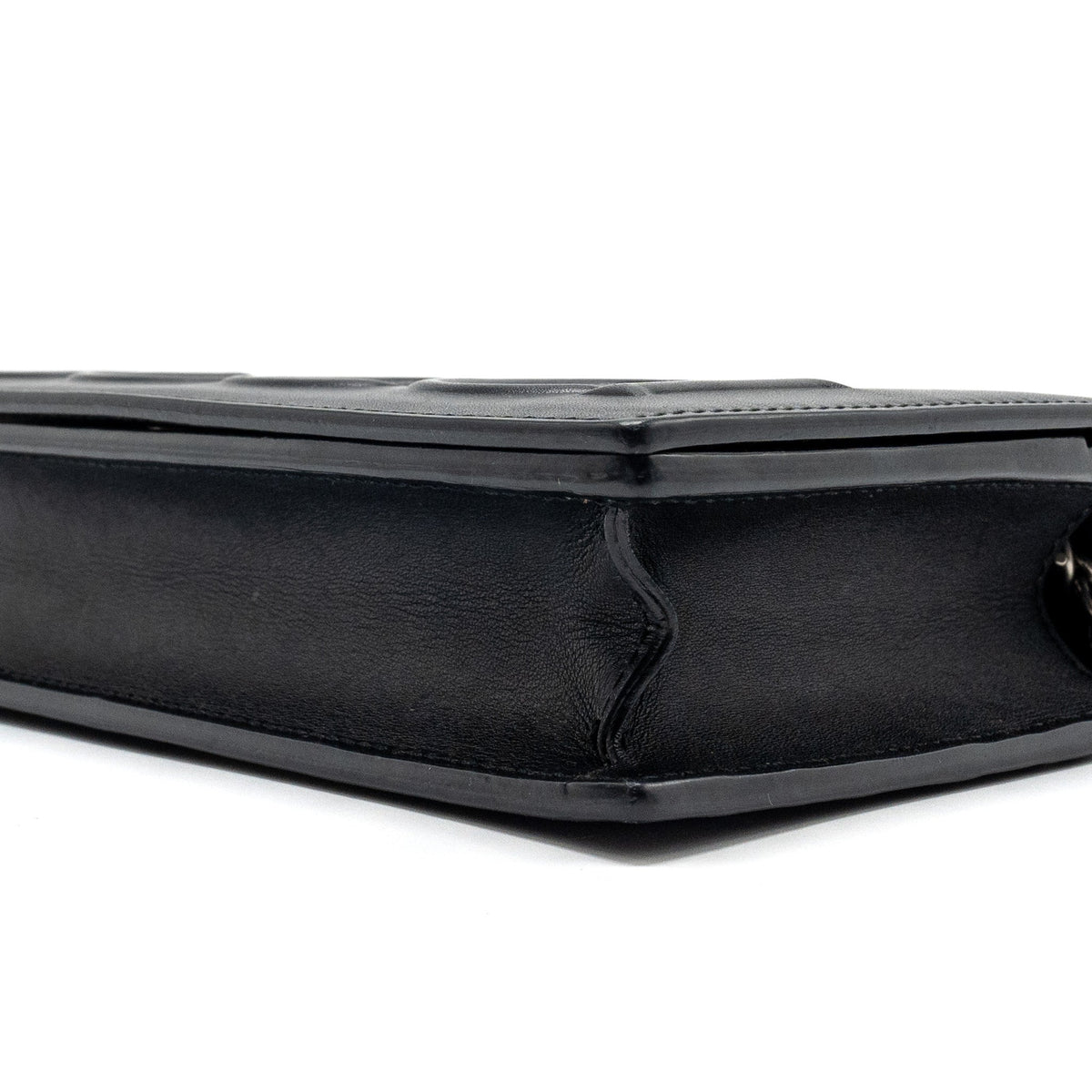 GUCCI FLAP WALLET ON CHAIN CALFSKIN BLACK SHW
