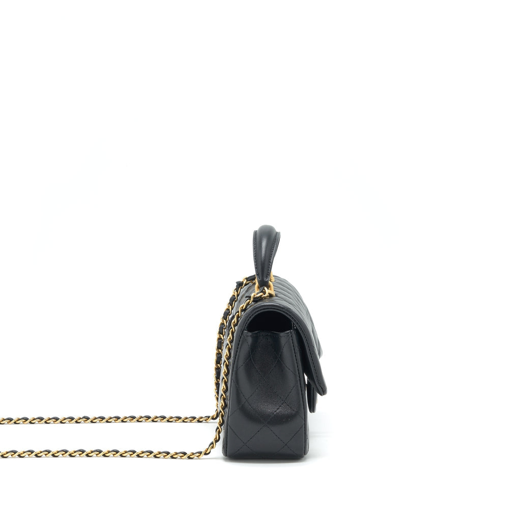 CHANEL TOP HANDLE RECTANGULAR FLAP BAG LAMBSKIN GHW
