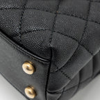CHANEL SMALL COCO HANDLE WITH PYTHON HANDLE CAVIAR BLACK/BURGUNDY GHW