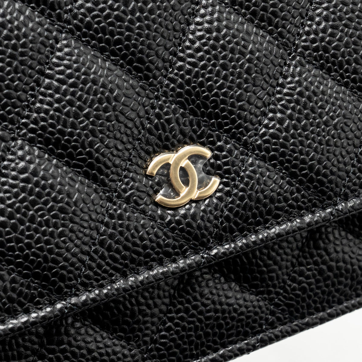 CHANEL CLASSIC WALLET ON CHAIN CAVIAR BLACK GHW (MICROCHIP)