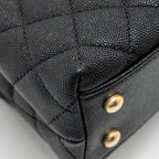 CHANEL SMALL COCO HANDLE WITH PYTHON HANDLE CAVIAR BLACK/BURGUNDY GHW