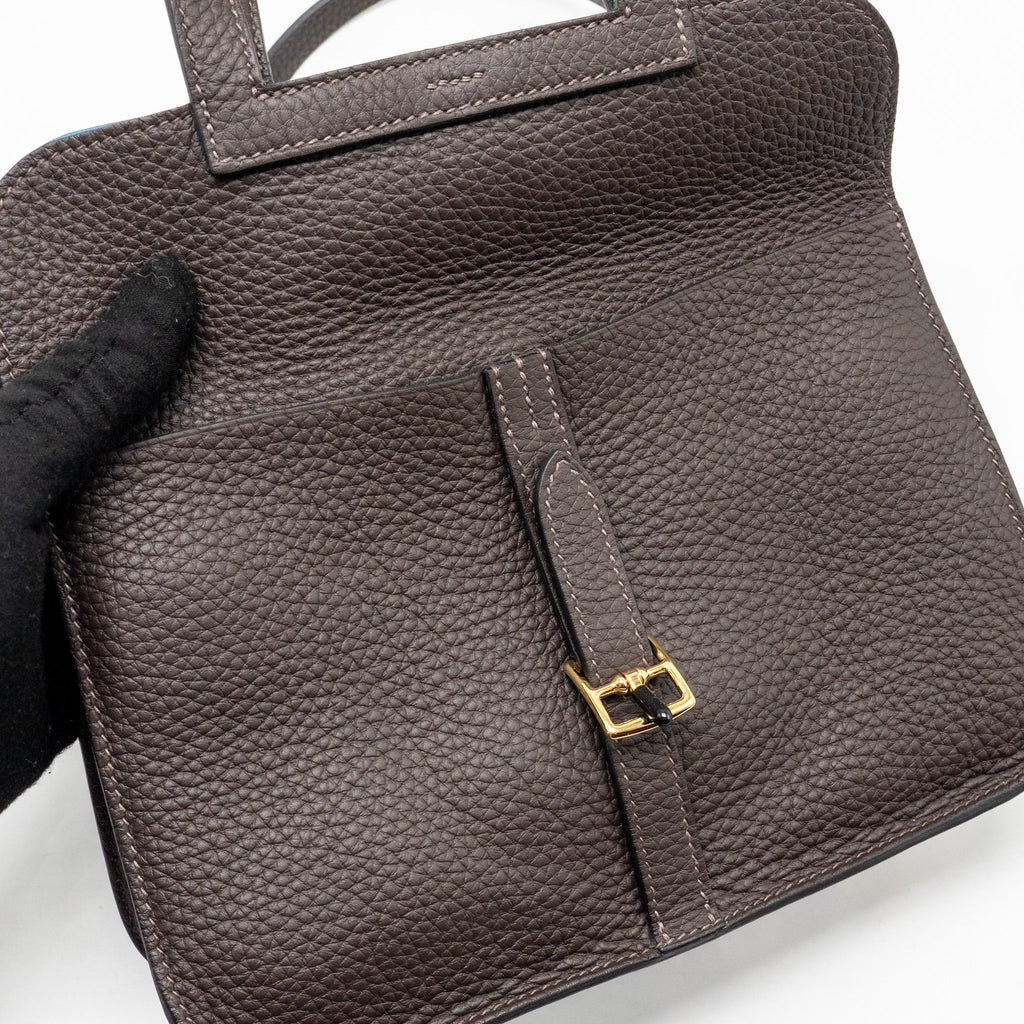 Hermes Halzan 25 Clemence Ebene/Zanzibar Blue GHW