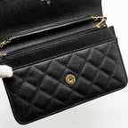 CHANEL CLASSIC WALLET ON CHAIN CAVIAR BLACK GHW (MICROCHIP)