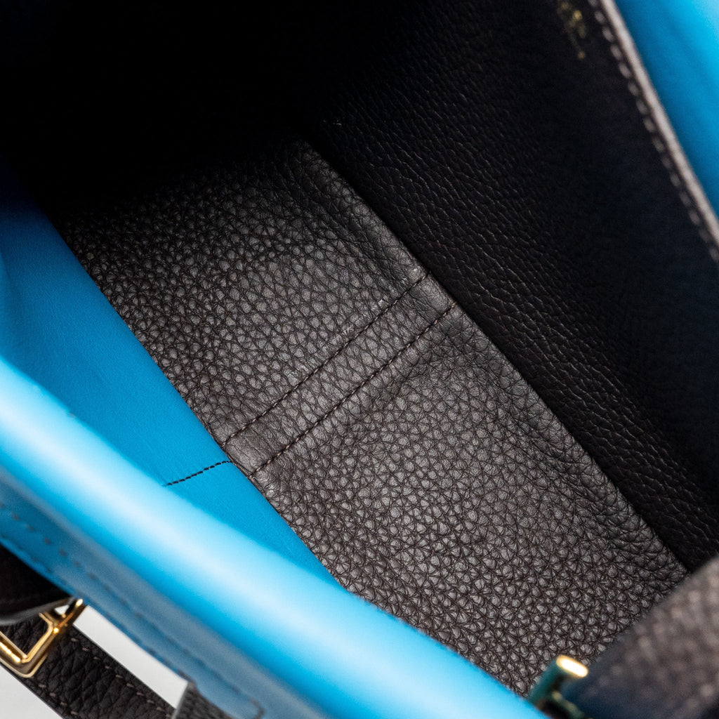 Hermes Halzan 25 Clemence Ebene/Zanzibar Blue GHW