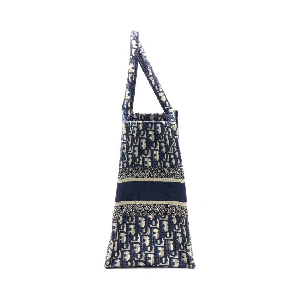DIOR MEDIUM BOOK TOTE OBLIQUE EMBROIDERY BLUE