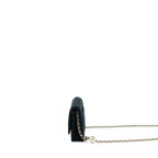 CHANEL VELVET PEARL CRUSH WALLET ON CHAIN BLACK LGHW