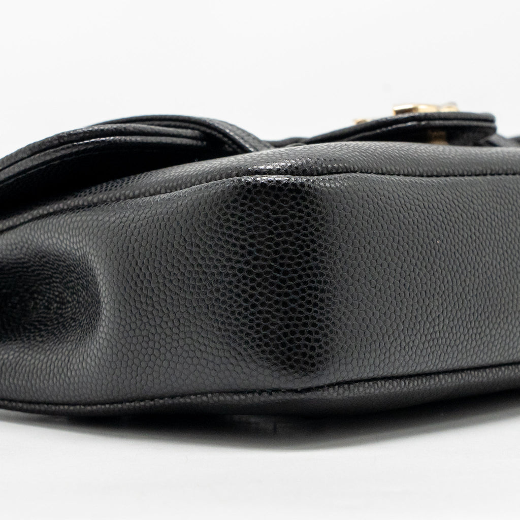 Chanel Preppy Coco Clutch with Leather Strap Grained Shiny Calfskin Black GHW (Microchip)