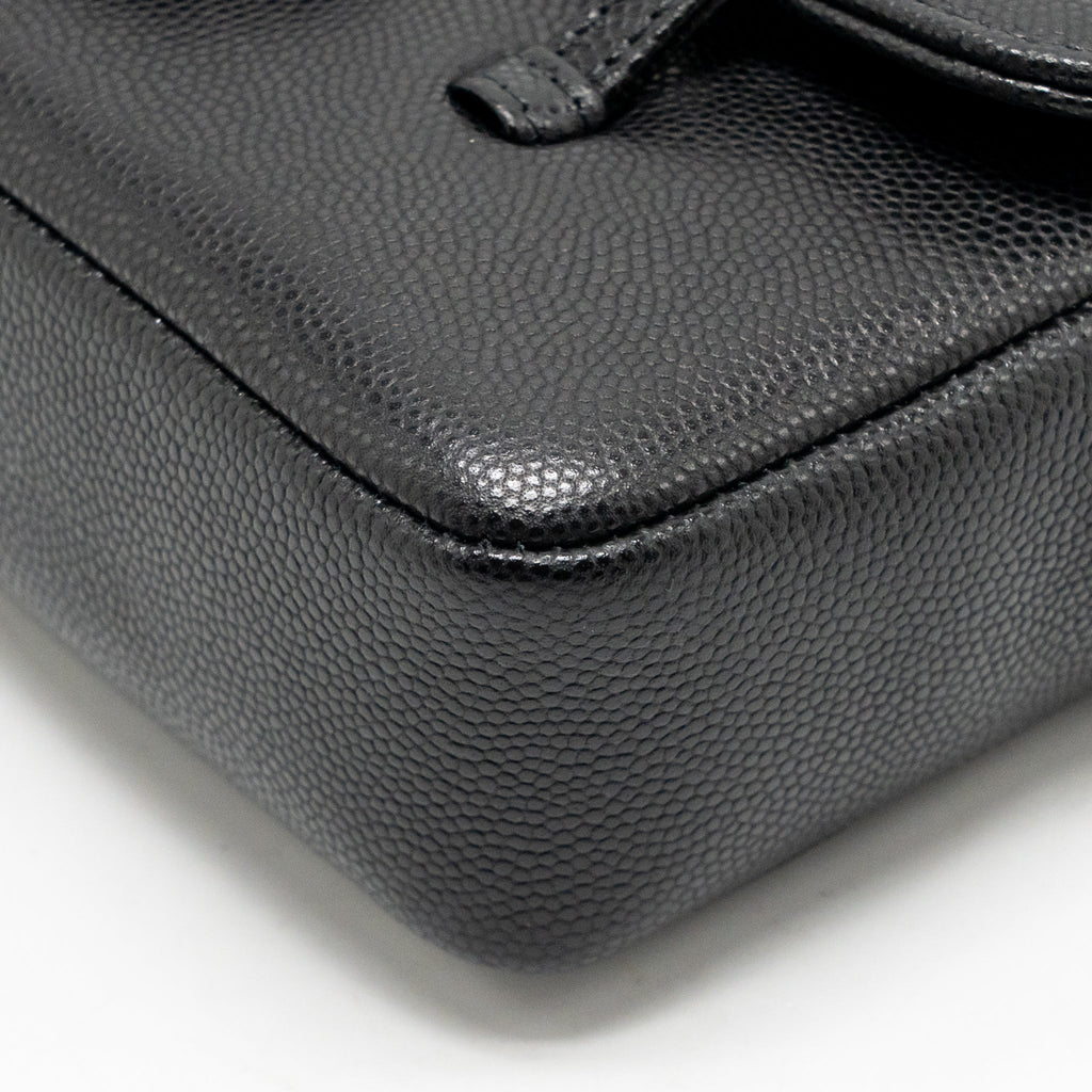 Chanel Preppy Coco Clutch with Leather Strap Grained Shiny Calfskin Black GHW (Microchip)