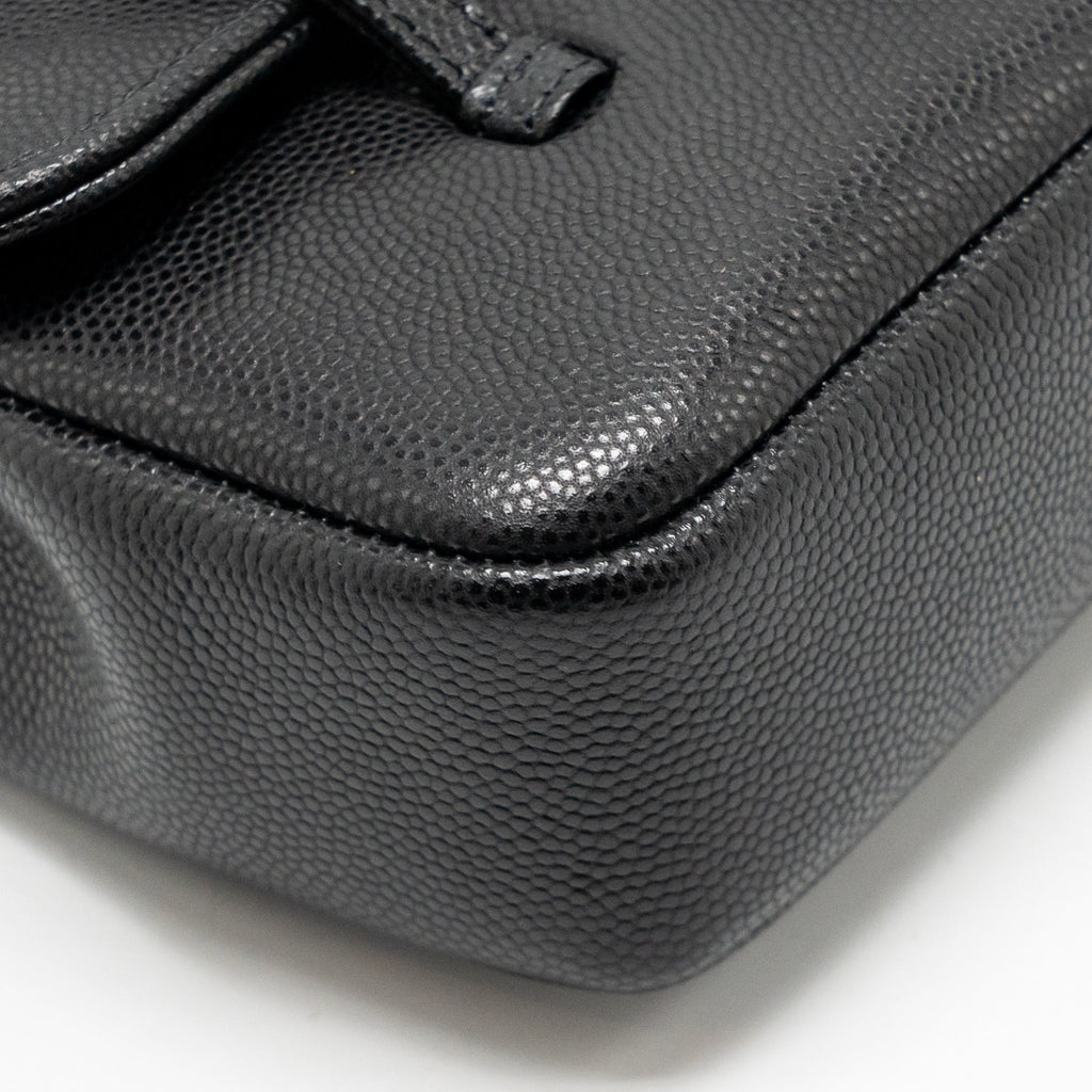 Chanel Preppy Coco Clutch with Leather Strap Grained Shiny Calfskin Black GHW (Microchip)