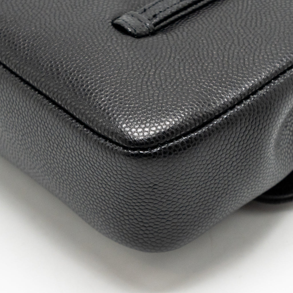 Chanel Preppy Coco Clutch with Leather Strap Grained Shiny Calfskin Black GHW (Microchip)