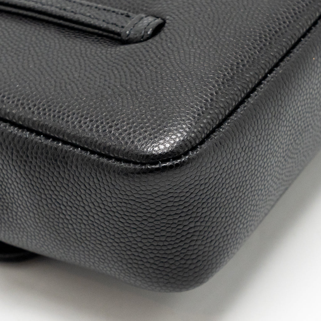 Chanel Preppy Coco Clutch with Leather Strap Grained Shiny Calfskin Black GHW (Microchip)