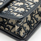 Dior 30 Montaigne East-West Bag with Chain Dior Oblique Jacquard/Calfskin Navy GHW