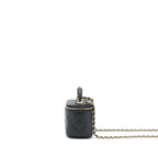 CHANEL 22P TOP HANDLE MINI VANITY WITH CHAIN WITH MIRROR INSIDE LAMBSKIN BLACK LGHW