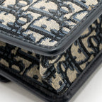 Dior 30 Montaigne East-West Bag with Chain Dior Oblique Jacquard/Calfskin Navy GHW