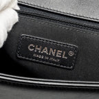 CHANEL NEW MEDIUM BOY BAG CALFSKIN BLACK RUTHENIUM HARDWARE