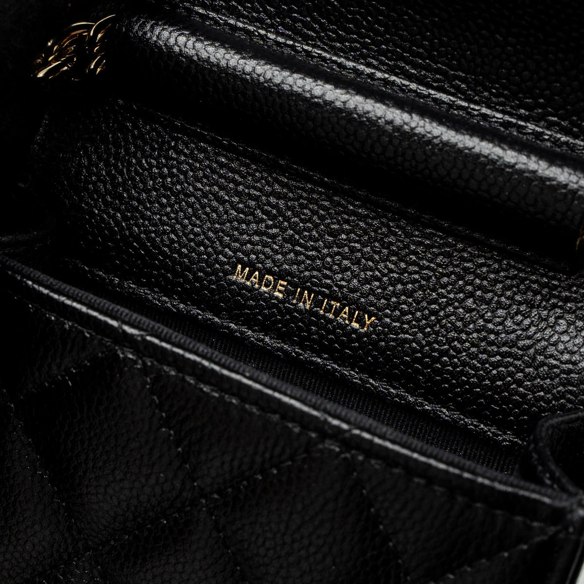 CHANEL VERTICAL PHONE POUCH CAVIAR BLACK LGHW