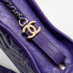 CHANEL SMALL GABRIELLE HOBO BAG CHEVRON AGED CALFSKIN PURPLE MULTICOLOUR HARDWARE