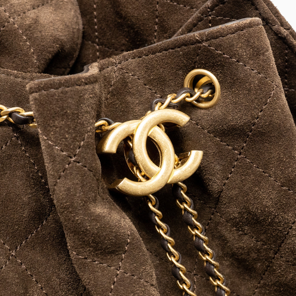 Chanel Medium 25 bag suede leather brown GHW (microchip)