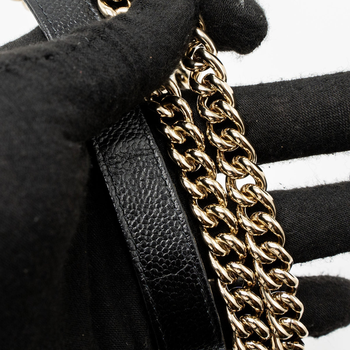 CHANEL VERTICAL PHONE POUCH CAVIAR BLACK LGHW