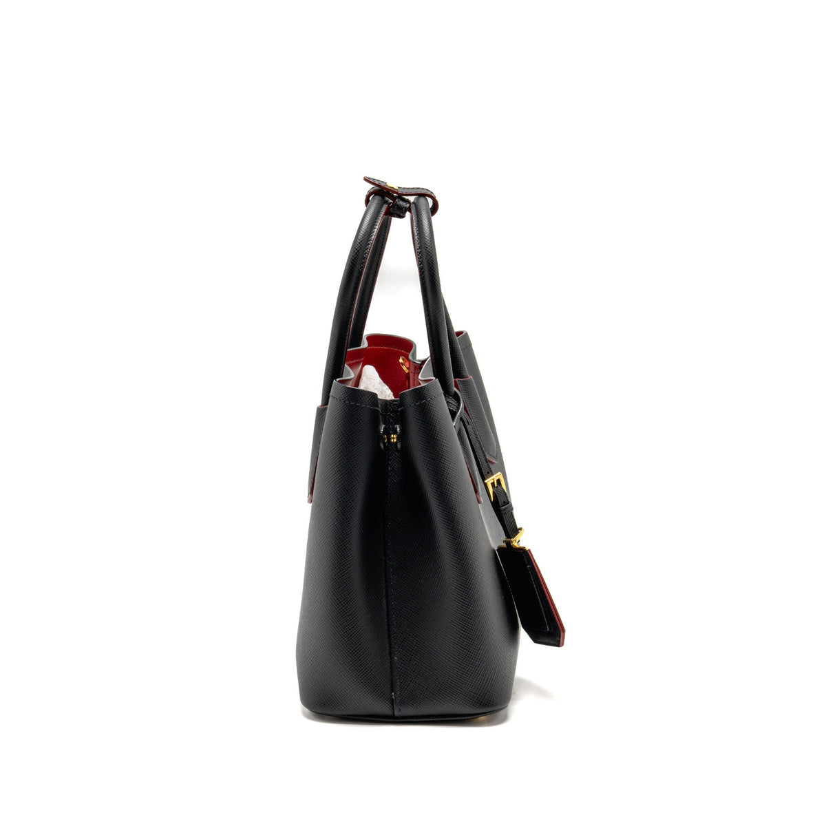 Prada double Saffiano bag leather black GHW