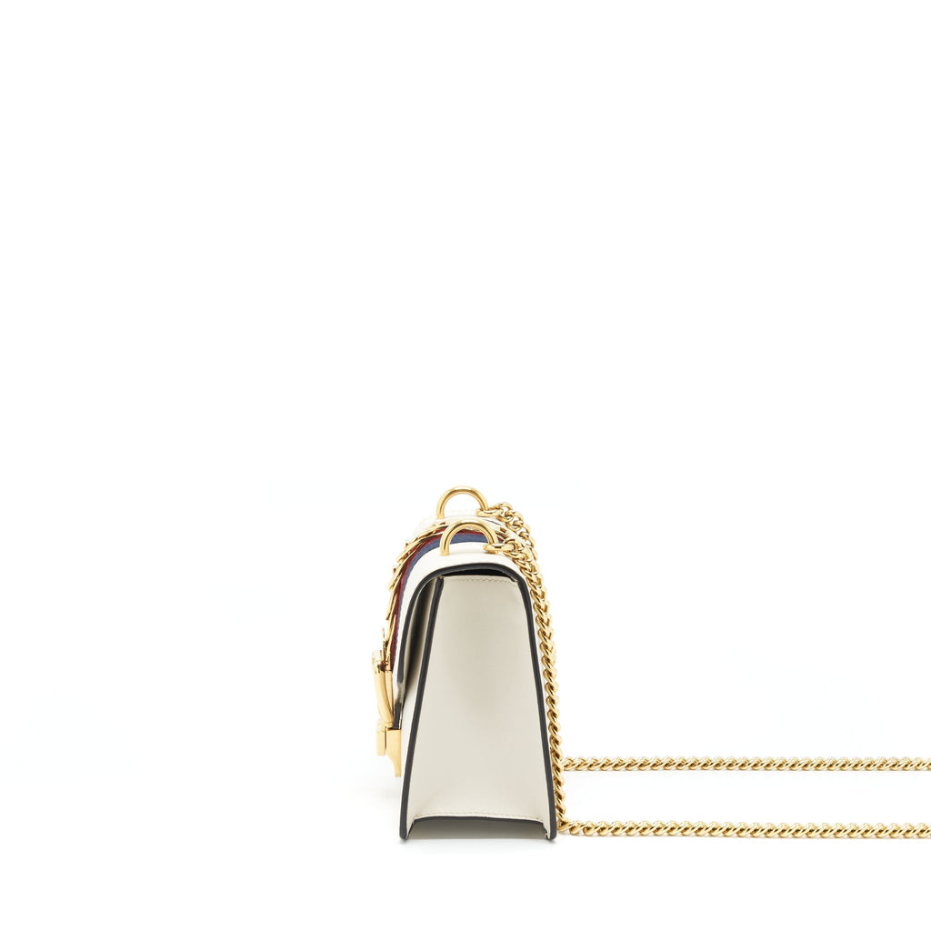 GUCCI MINI SYLVIE CHAIN BAG WHITE GHW
