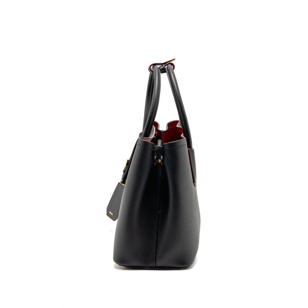 Prada double Saffiano bag leather black GHW