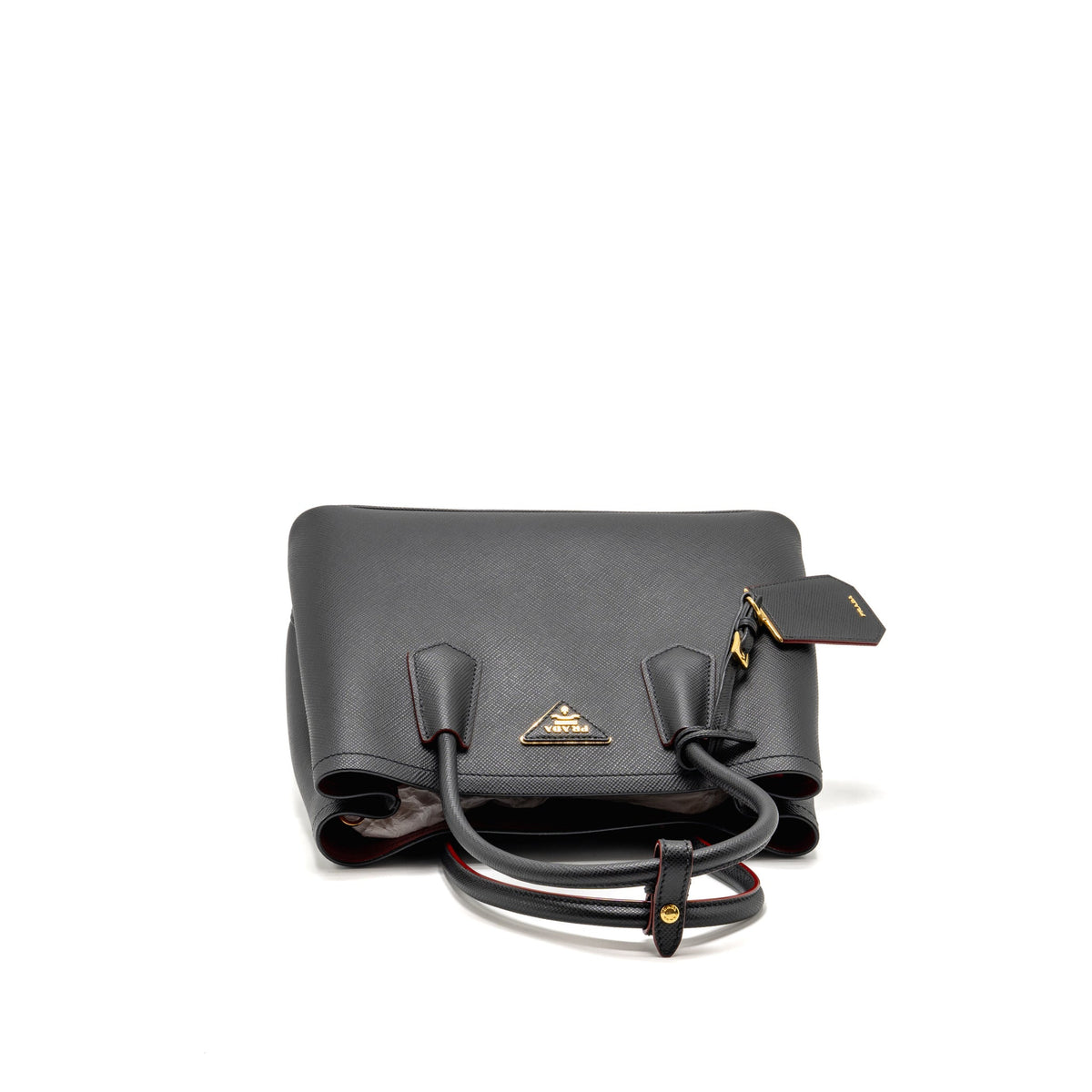 Prada double Saffiano bag leather black GHW