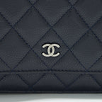 CHANEL CLASSIC WALLET ON CHAIN CAVIAR NAVY RUTHENIUM HARDWARE