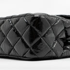 CHANEL HOBO BAG SHINY CALFSKIN BLACK BRUSHED GHW