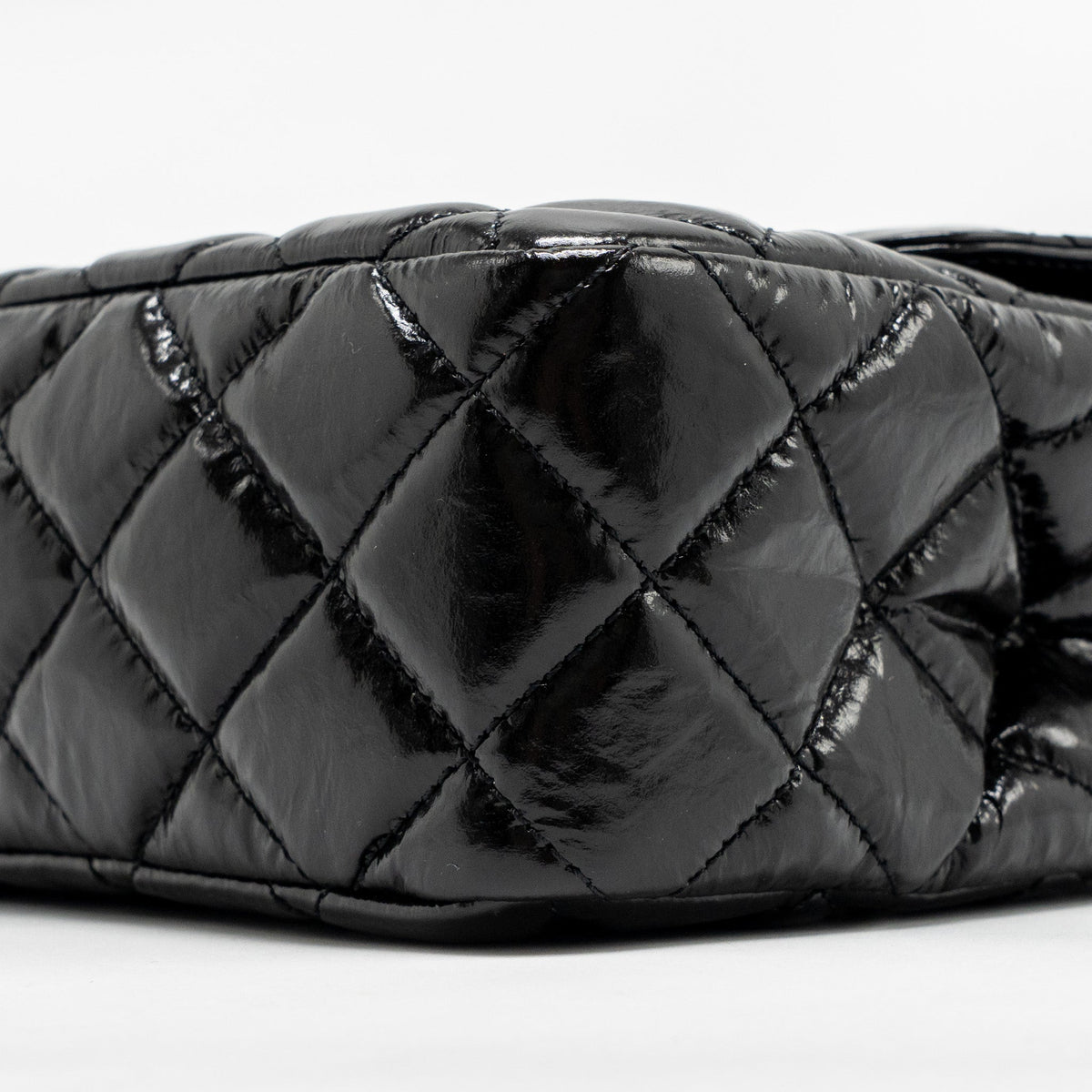 CHANEL HOBO BAG SHINY CALFSKIN BLACK BRUSHED GHW