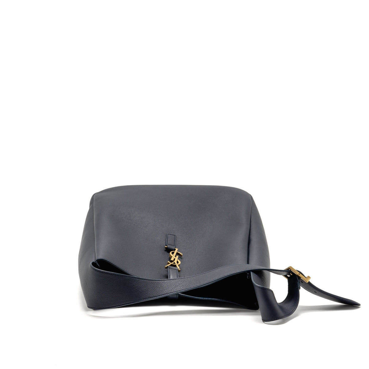 Saint Laurent/YSL Le 5 A 7 Supple Large Bag Grained Calfskin Bleu Abysse GHW